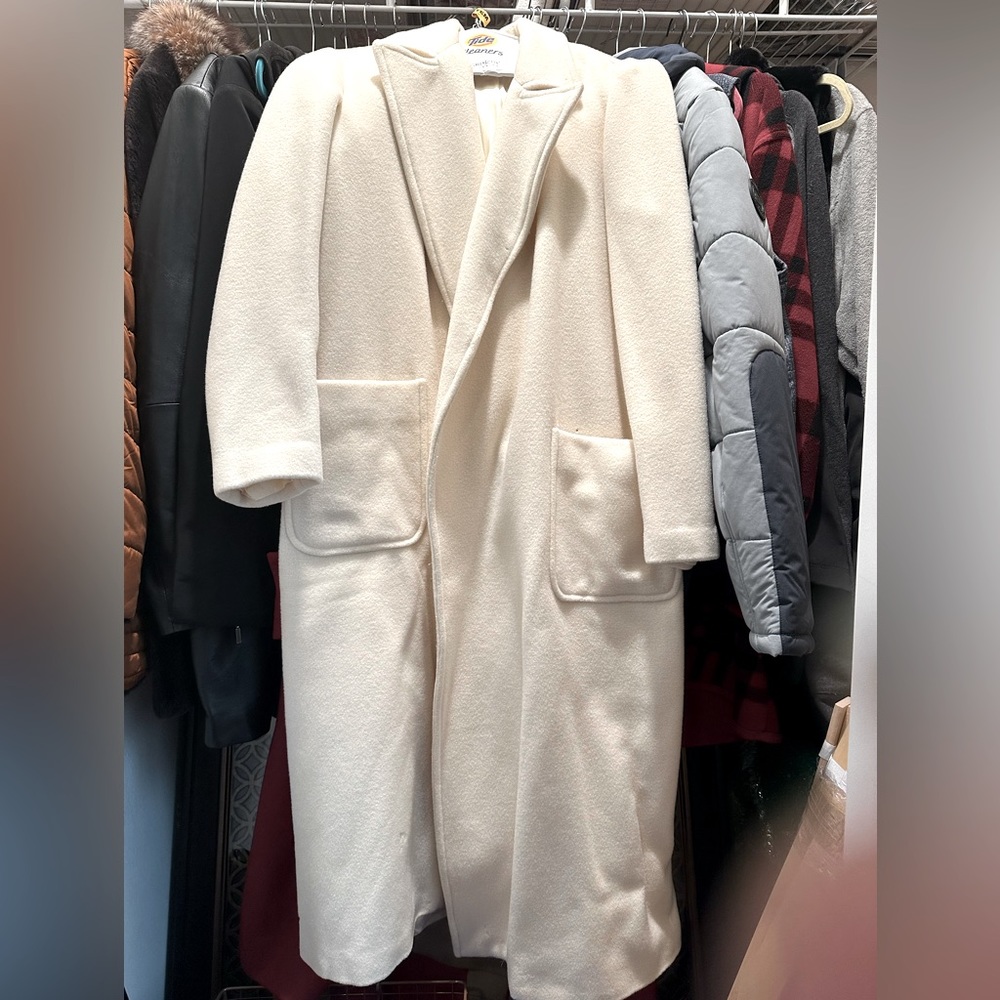 Women’s Off-white midi length wool coat